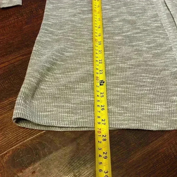 J. Jill‎ Women’s Petite Lg Linen Blend Heathered Grey Open Front Ribbed Cardigan - Picture 7 of 10